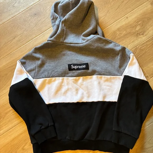 Supreme Quarter Zip Pullover Hoodie Black White Grey Men's L Embroidered Men's - Picture 3 of 4